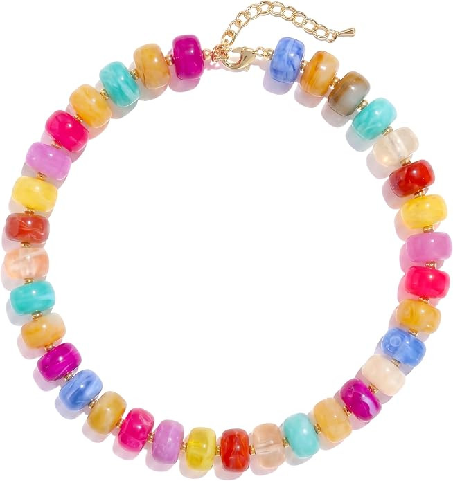 Badu Colorful Chunky Beaded Necklace for Women,Acrylic Bead Choker Statement Necklace Cute Trendy... | Amazon (US)