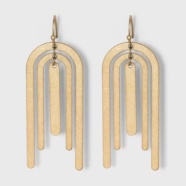 Bar and U Shape Drop Earrings - Universal Thread™ Gold | Target