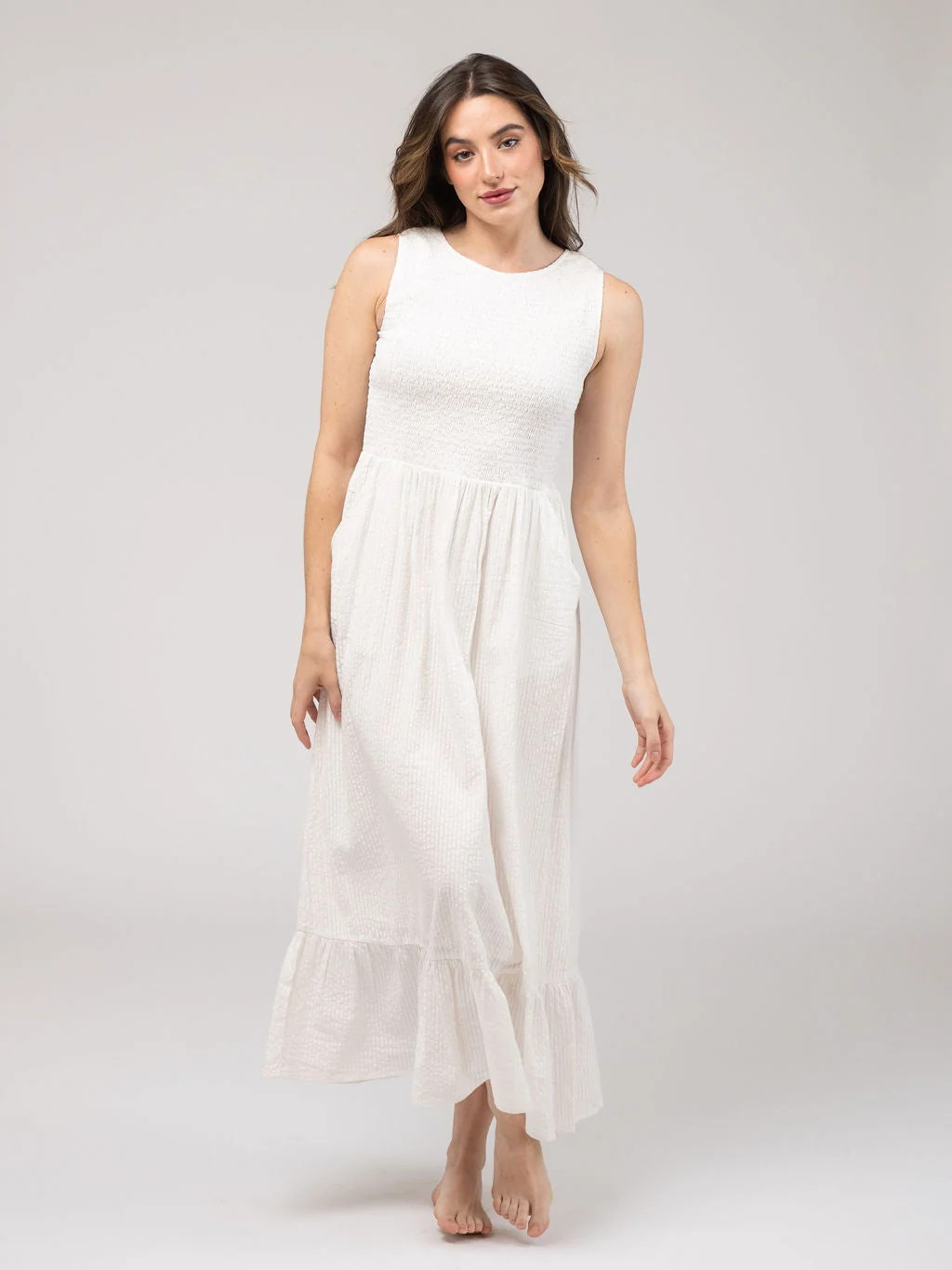 The Margot Dress | White Seersucker | Beau & Ro