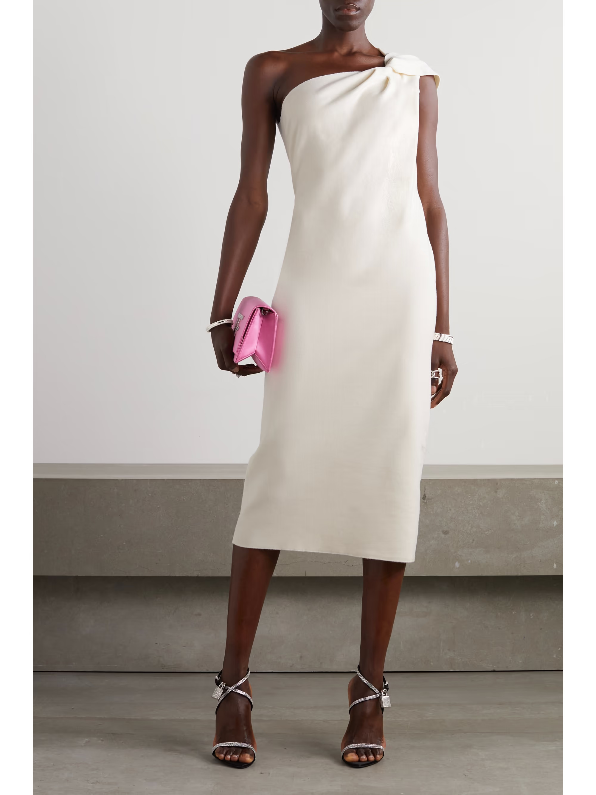 TOM FORD Twisted one-shoulder merino wool-blend midi dress | NET-A-PORTER | NET-A-PORTER (US)