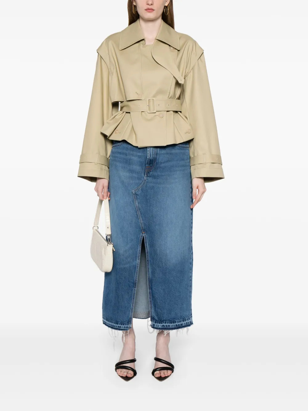 open-back cropped trench coat | Farfetch Global