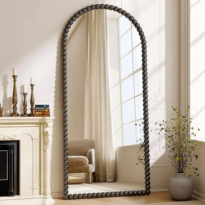 34"x76" Antique Arched Full Length Mirror, Vintage Beaded Decorative Floor Full Body Dressing Mir... | Amazon (US)