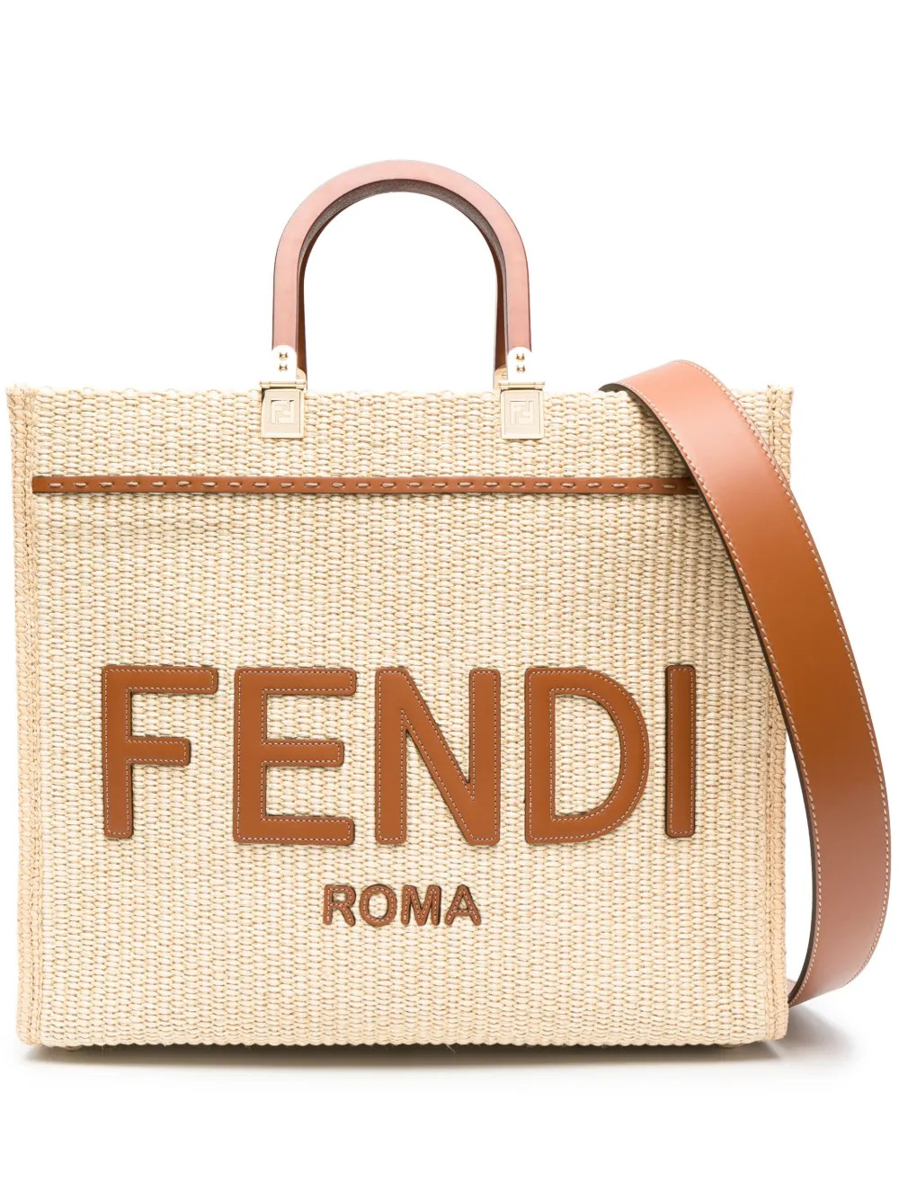 FENDI Medium Sunshine Raffia Tote Bag - Farfetch | Farfetch Global