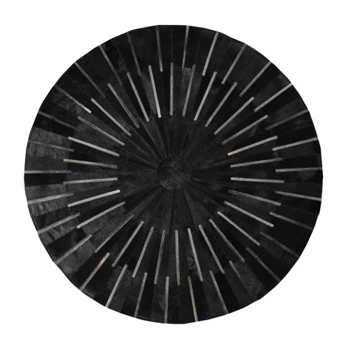 One-of-a-Kind Round Real Leather Cowhide Brown Espresso Area Rug | Wayfair North America