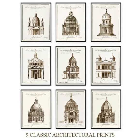 9 Architecture Prints. Drawings Architecture Classic Home - Etsy | Etsy (US)