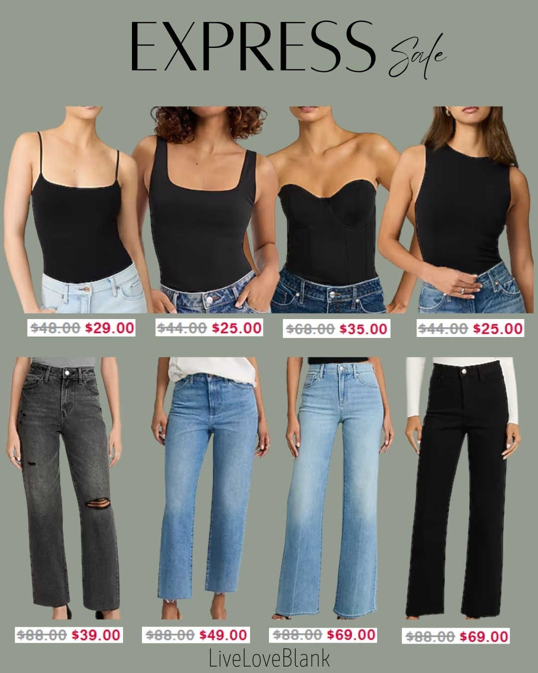 Express sale
Bodysuits and jeans 
Spring sale 

#LTKOver40 #LTKSeasonal #LTKSaleAlert