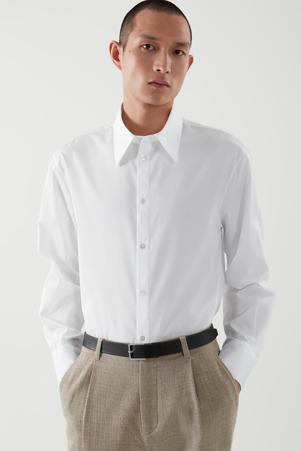 REGULAR-FIT POINTED COLLAR SHIRT - WHITE - COS | COS (US)