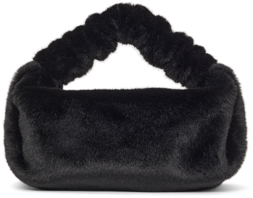 Black Faux-Fur Small Scrunchie Bag | SSENSE