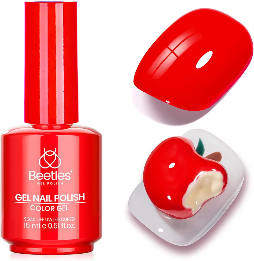 Beetles Red Gel Nail Polish – 15ml Classic Bright Red Soak Off UV LED Gel Polish Same Color Bot... | Amazon (US)