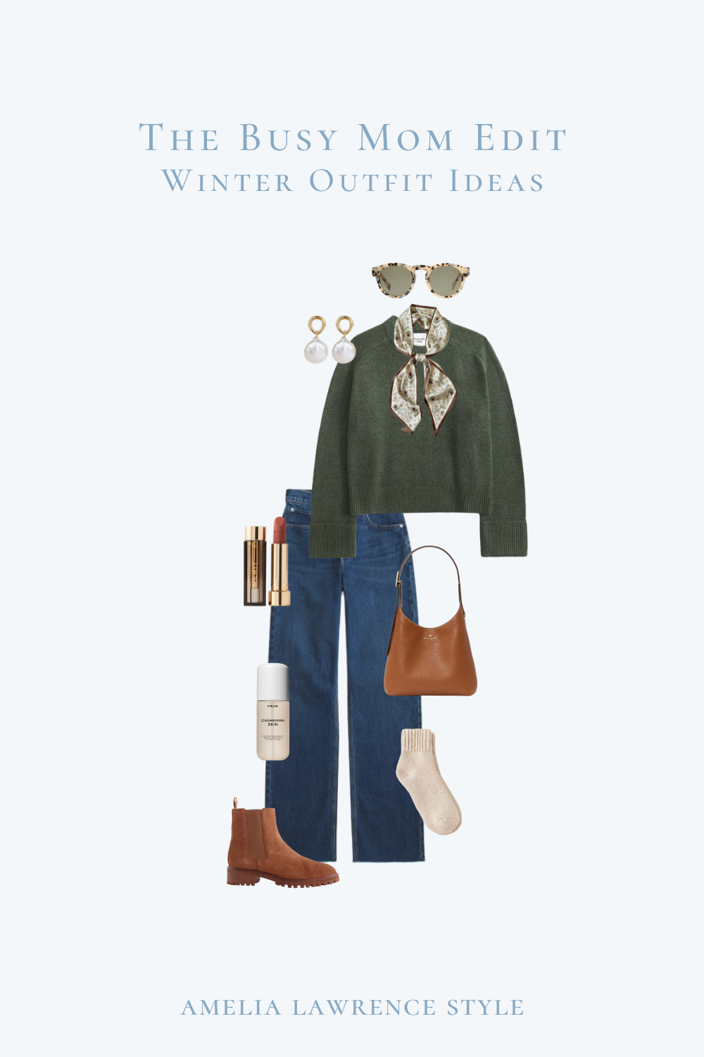 The busy mom edit winter outfit edition. Fall sweater, Winter sweater, Christmas sweater, quince, silk scarf, sunglasses, earrings, merit, beauty products, boots, Kate Spade, perfume, socks.  

 #LTKgrwm #LTKootd #LTKStyleTip