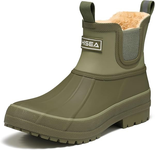 HISEA Women's Winter Rain Boots, Waterproof Lined Ankle Duck Chelsea Boots | Amazon (US)