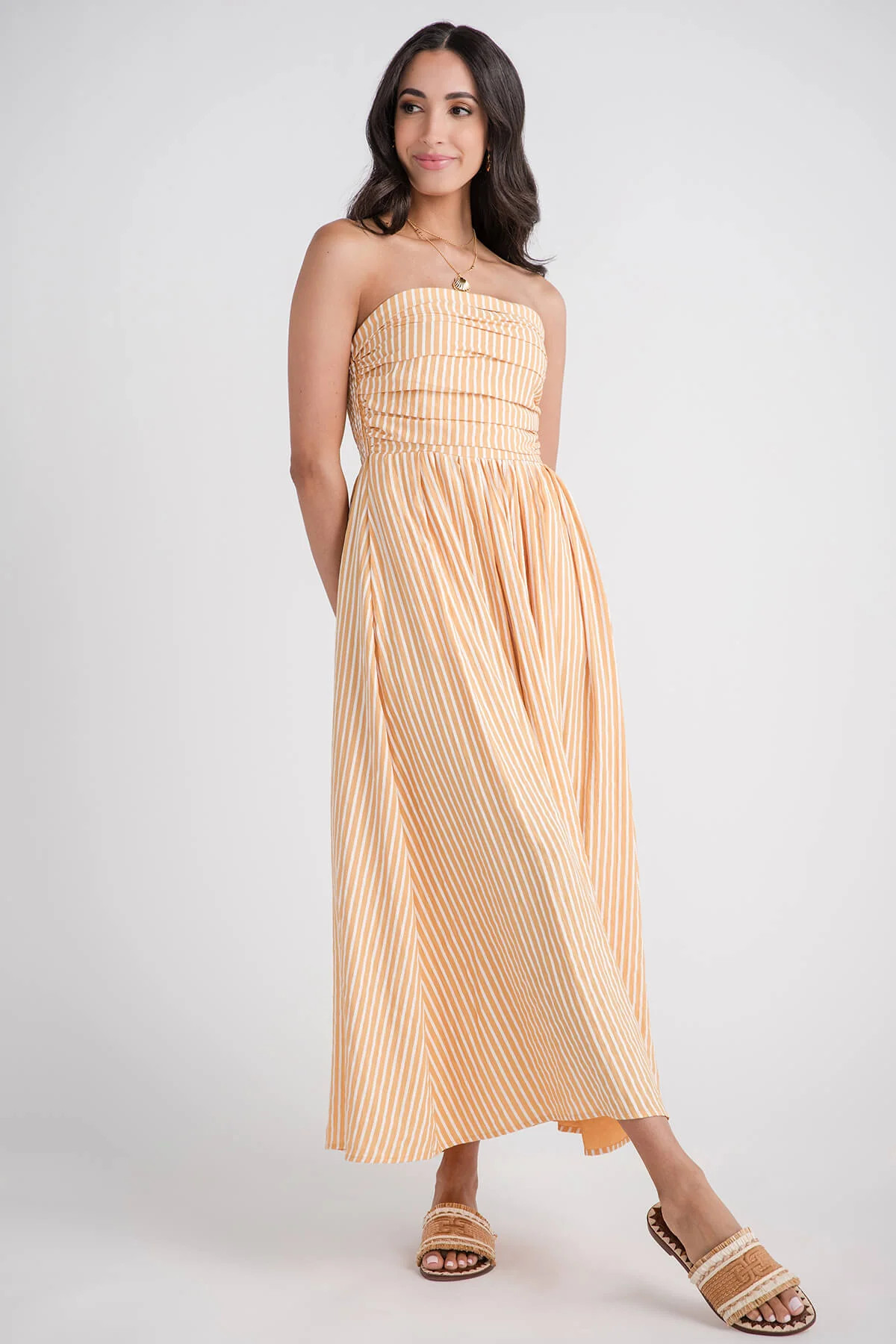 By Together Stripe Strapless Dress | Social Threads