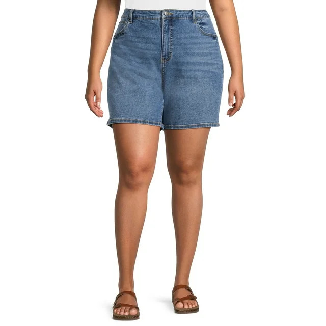 Terra & Sky Women's Plus Size Bermuda Denim Shorts, 7” Inseam | Walmart (US)