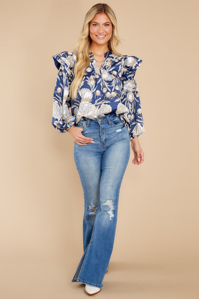 Penelope Bleu Peony Top | Red Dress 