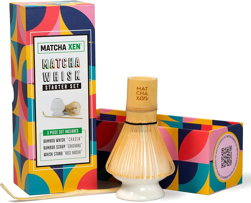Matcha Xen Matcha Whisk Set, 3 item Japanese Tea Kit with Bamboo Whisk, Whisk Stand for Shape & P... | Amazon (US)