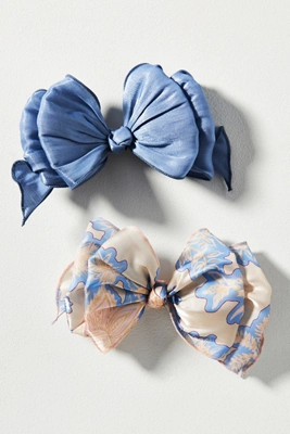 Satin Floral Hair Bows, Set of 2 | Anthropologie (US)