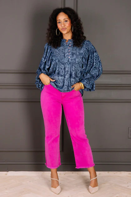 Take it Away Magenta Wide Leg Jean | The Willow Tree