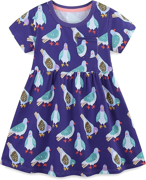 FreeLu Toddler Girls Striped Summer Dress Cartoon Appliques Dresses Girls Cotton Casual Clothing ... | Amazon (US)