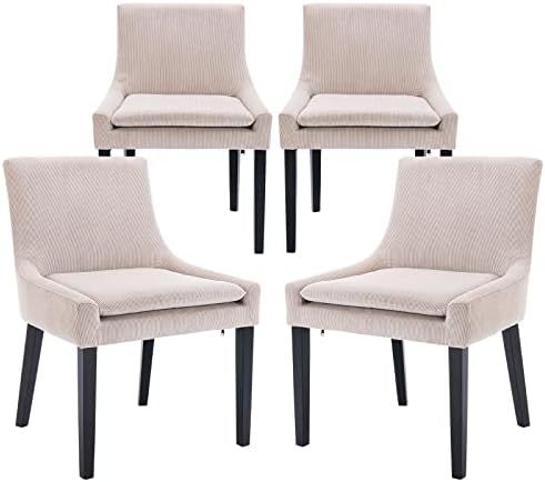 COLAMY Modern Dining Chairs Set of 4, Upholstered Corduroy Accent Side Leisure Chairs with Mid Ba... | Amazon (US)