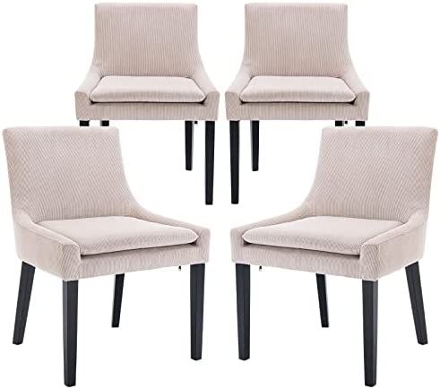 COLAMY Modern Dining Chairs Set of 4, Upholstered Corduroy Accent Side Leisure Chairs with Mid Ba... | Amazon (US)