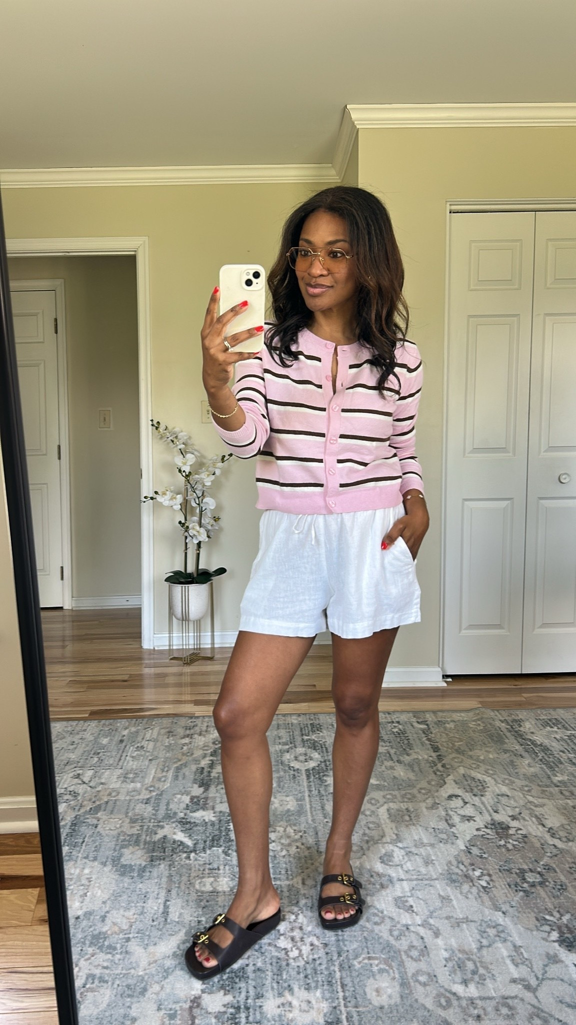 Wearing a size small in cardigan and shorts

#LTKgrwm #LTKOver40 #LTKootd