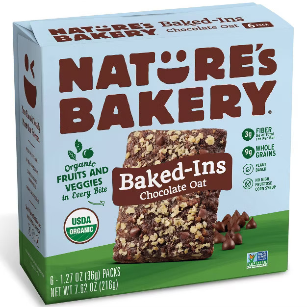 Nature's Bakery Baked-Ins Organic Chocolate Oat - 6pk/7.62oz | Target