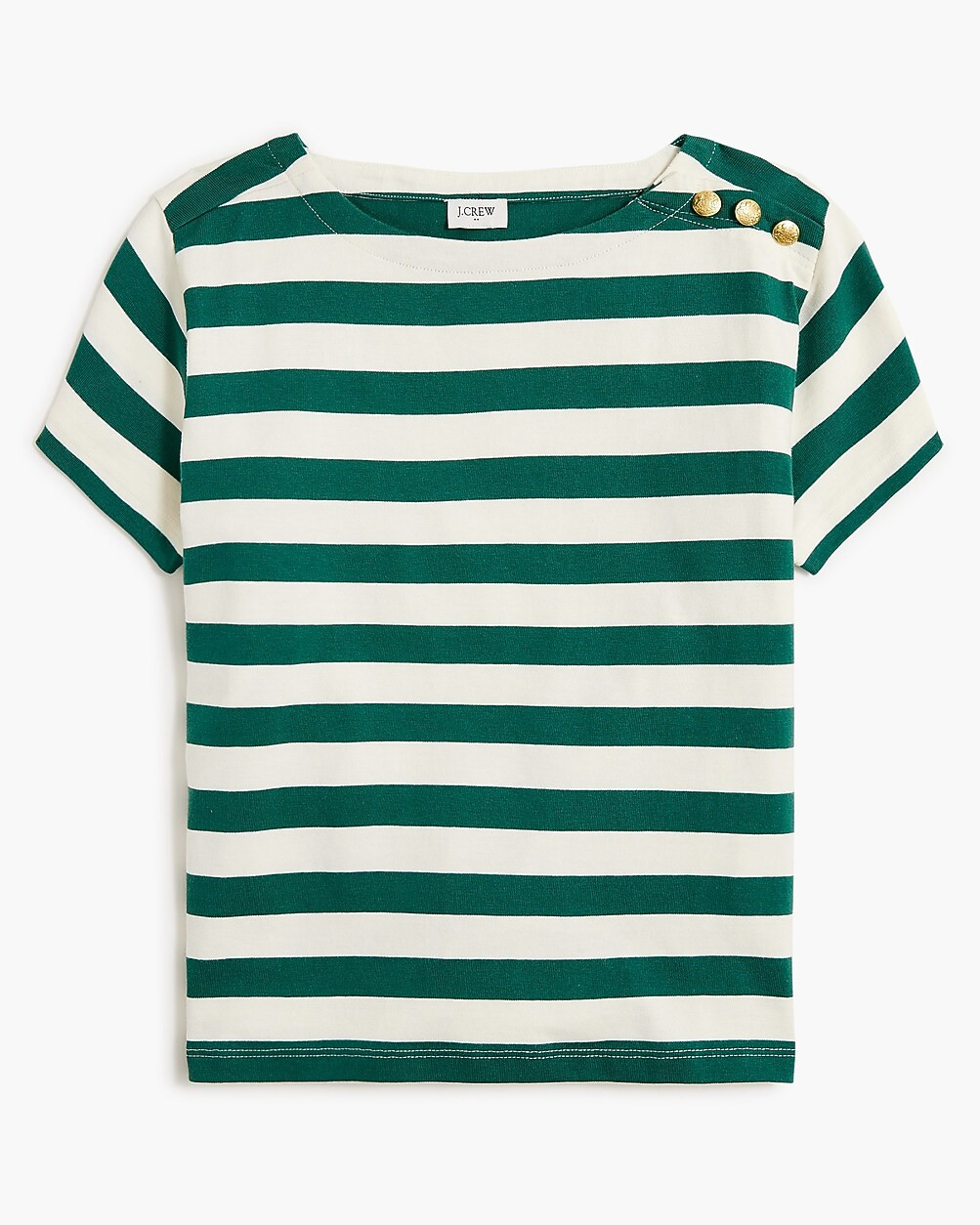 Striped button-shoulder boatneck tee | J.Crew Factory