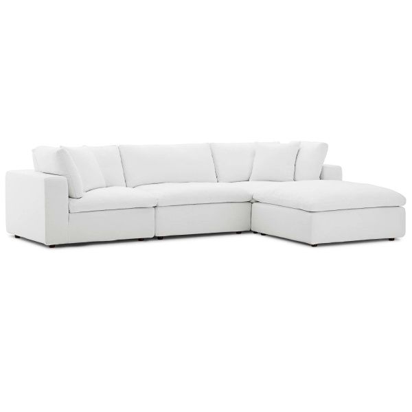Commix Down Filled Overstuffed 4-Piece Sectional Sofa Set White by Modway | Homethreads