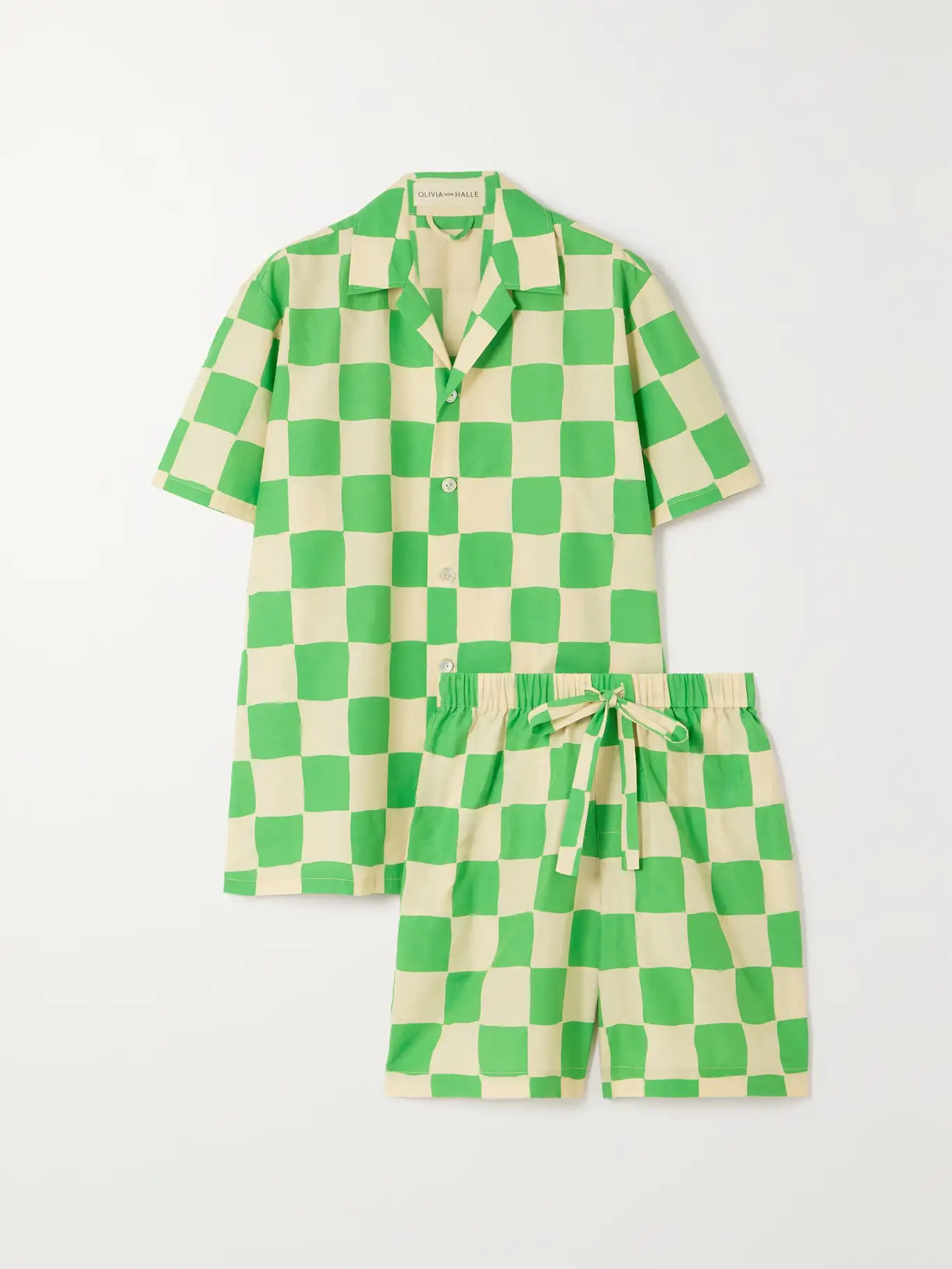 Emeli gingham cotton and silk-blend pajama set | NET-A-PORTER (UK & EU)