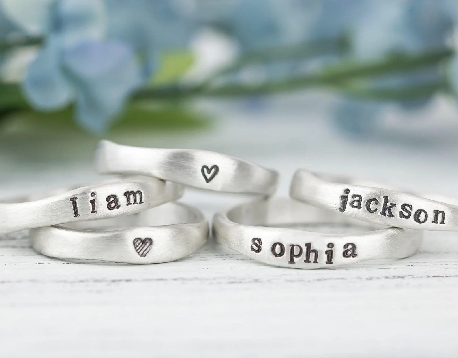 Sterling Silver Name Ring For Mom, Personalized Ring For Women, Organic Ring, Gift For Mom, Baby ... | Etsy (US)