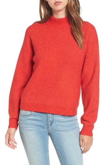 Women's Leith Cozy Ribbed Pullover, Size X-Small - Red | Nordstrom
