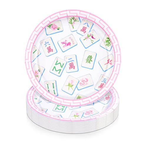 40pc Mahjong Party Plates, 7 Inch Mahjong Party Supplies-Decorative Paper Tableware for Home, Party & Special Events, Bridal Showers, Wedding, Anniversary & Birthdays (Pink) | Amazon (US)