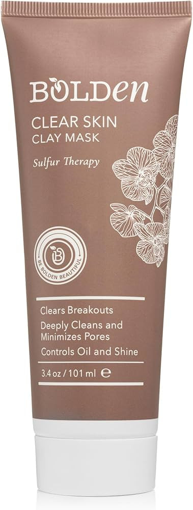 BOLDEN Clear Skin Clay Mask | Made with Sulfur for Deep Pore Cleansing & Preventing Breakouts | P... | Amazon (US)