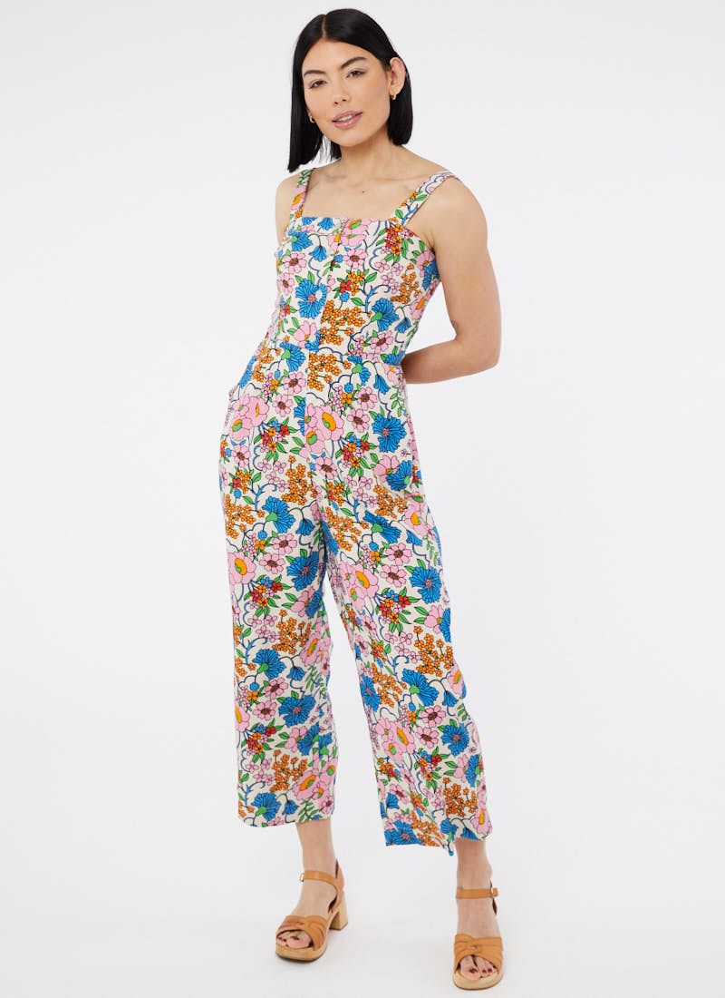 Randi White Floral Print Jumpsuit | Joanie