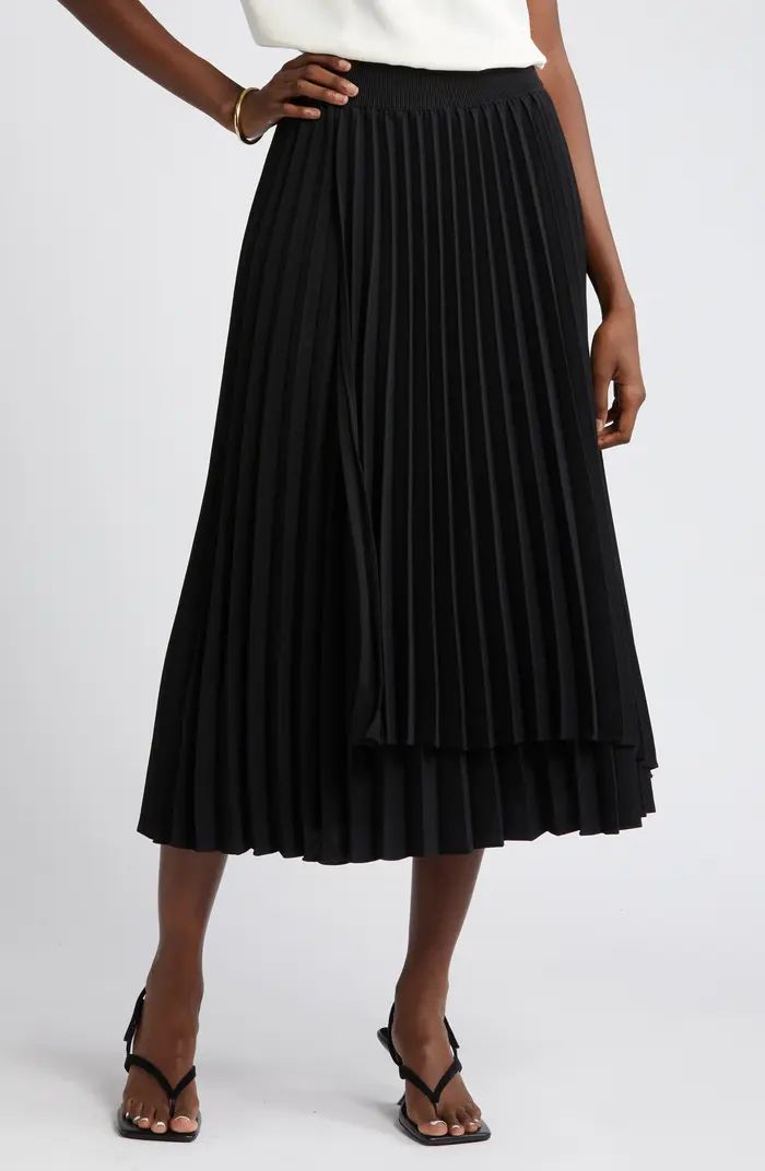 Pleated Asymmetric Hem Midi Skirt | Nordstrom