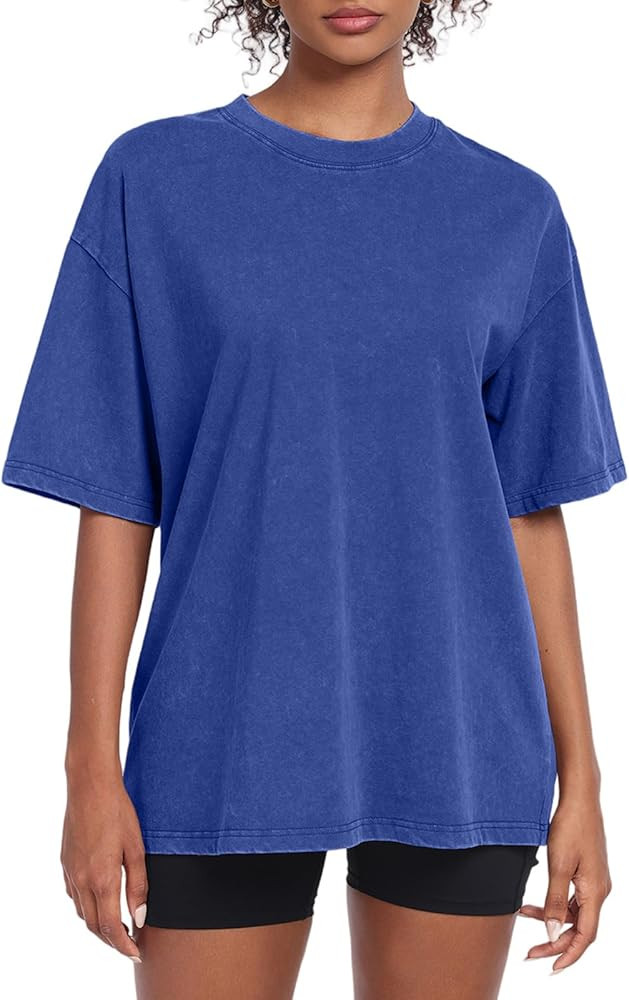 Womens Washed Vintage Oversized T-Shirt Baggy Workout Tops Short Sleeve Cotton Tshirts Streetwear... | Amazon (US)