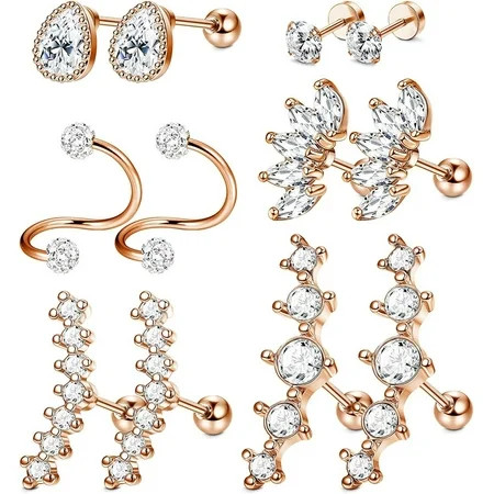 6 Pairs Stainless Ear Cartilage Earrings for Women Tragus Conch Helix Piercing JewelryEarrings | Walmart (US)