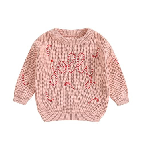 Lnzyyephy Toddler Baby Boy Girl Christmas Sweater Letter Embroidery Pullover Sweatshirt Knitwear Infant Fall Winter Clothes (J-Pink, 3-6 Months) | Amazon (US)