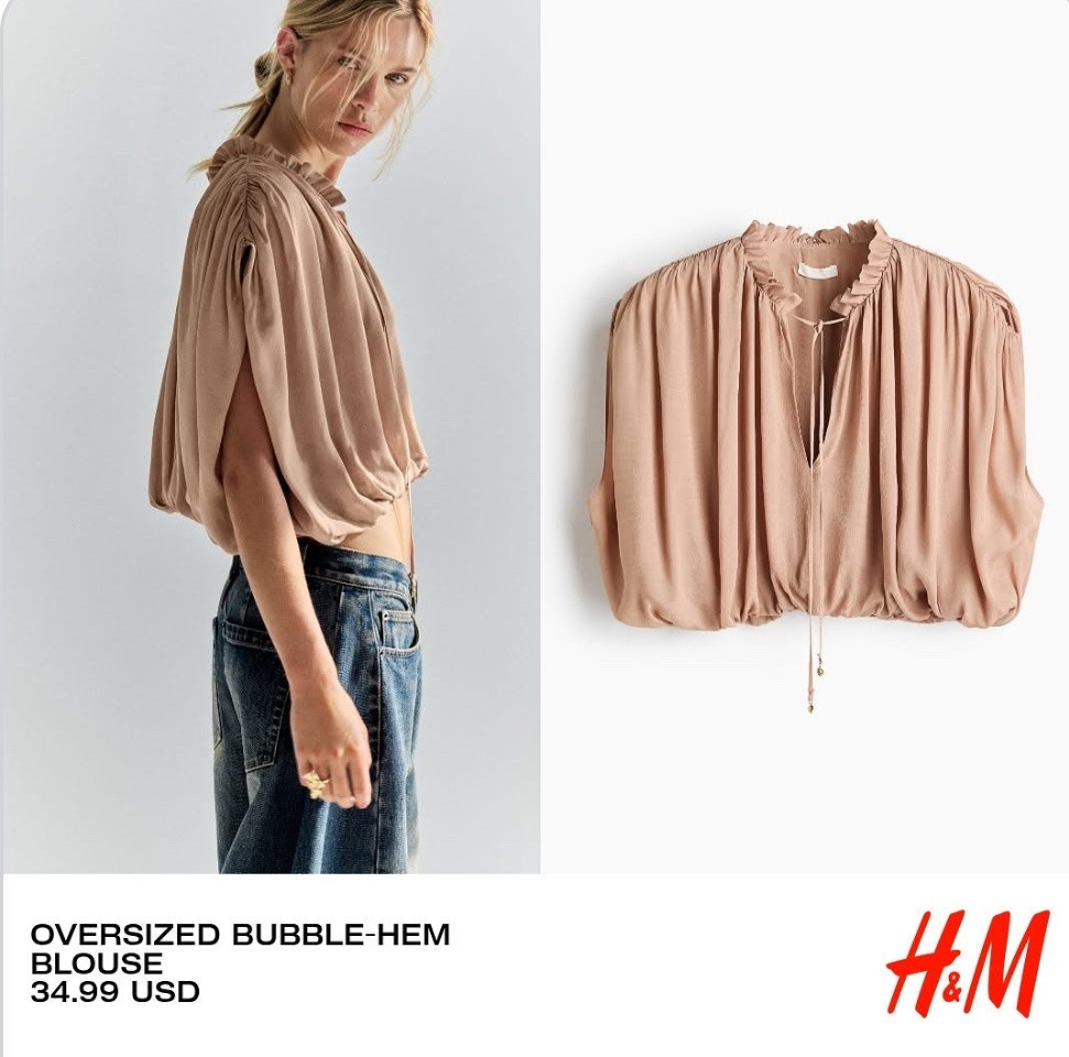 OVERSIZED BUBBLE-HEM BLOUSE