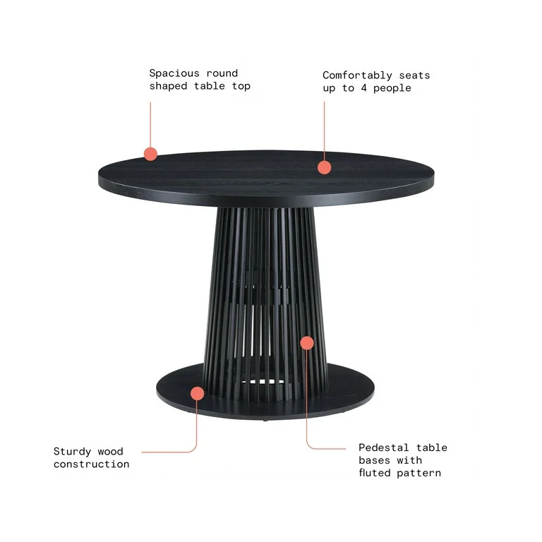 Beautiful by Drew Round Dining Table, Rich Black Finish | Walmart (US)