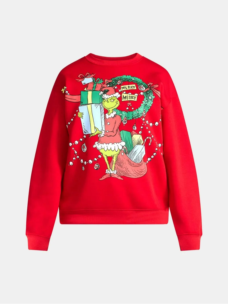 Dr Seuss The Grinch Women's Light Up Front Back Graphic Sweatshirt with Long Sleeves, Sizes XXS-X... | Walmart (US)