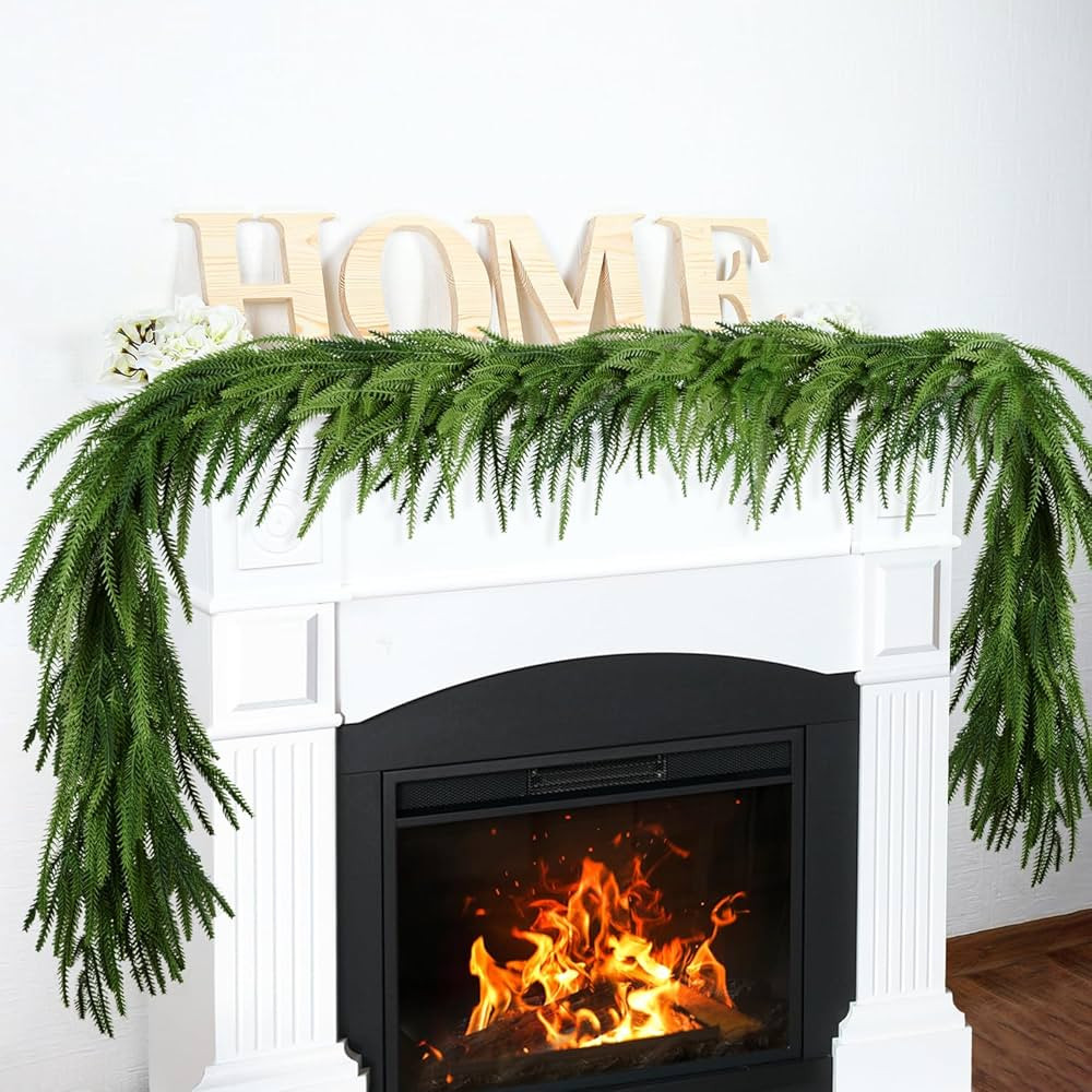 9FT Christmas Garland Realistic Real Touch Norfolk Pine Garland Decoration Winter Greenery Garlan... | Amazon (US)