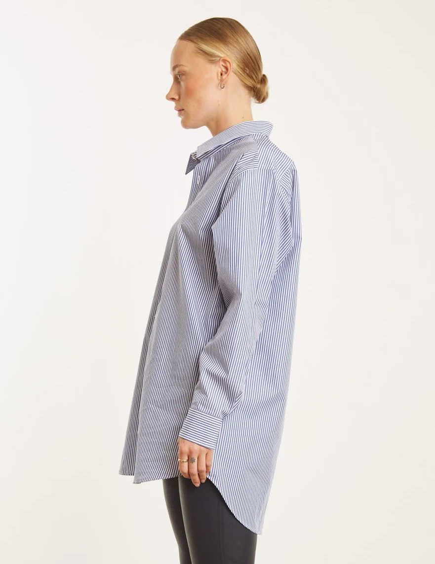 Navy Cotton Oversized Shirt | SPRWMN