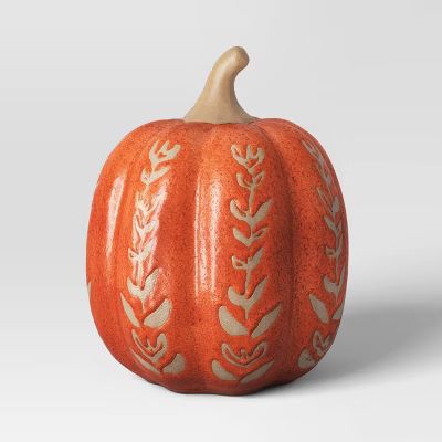 Medium Ceramic Pumpkin Figurine Patterned Orange - Threshold™ | Target