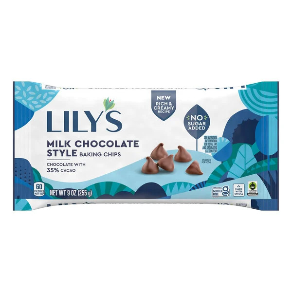 LILY'S Milk Chocolate Style No Sugar Added Baking Chips Bag | Instacart
