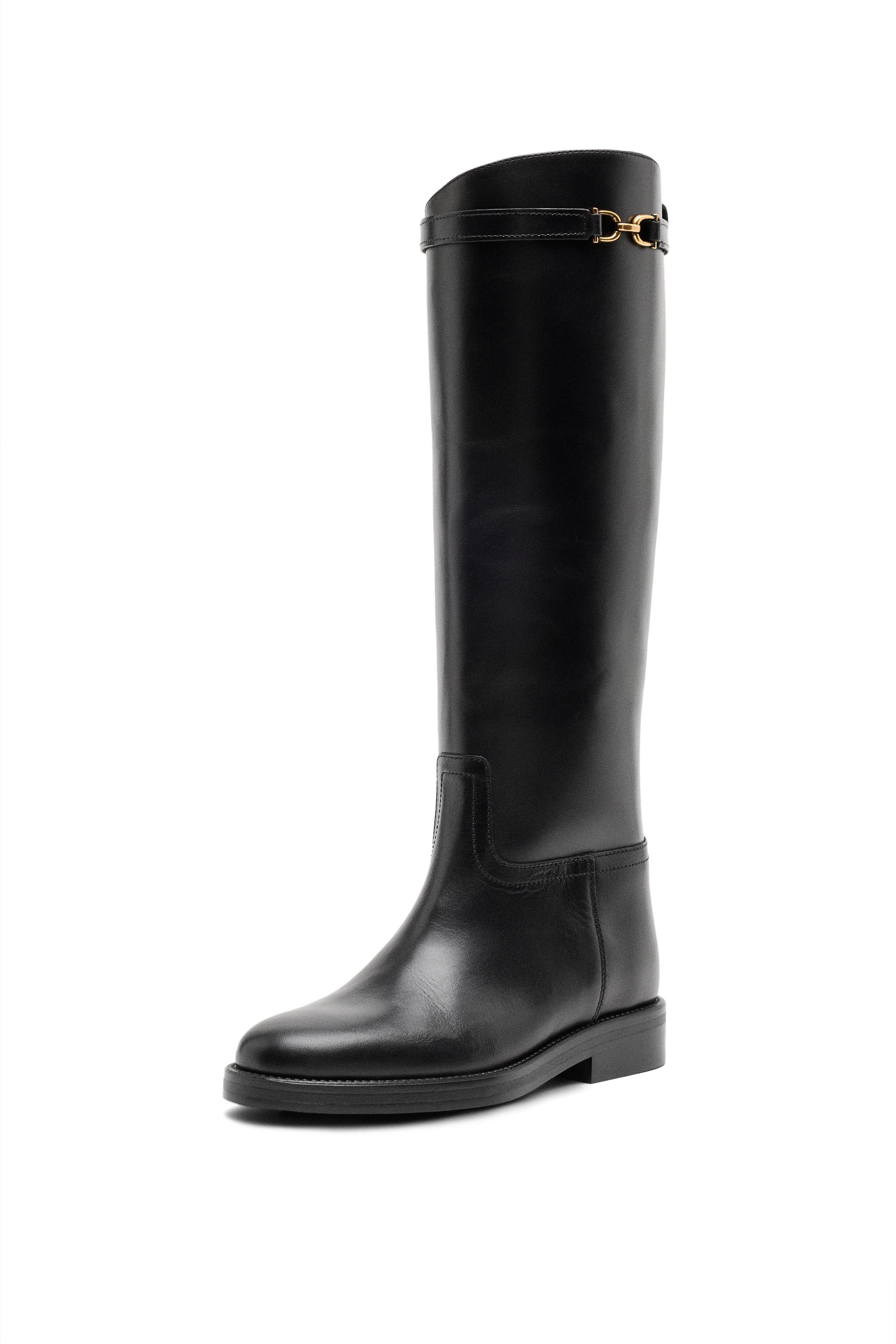 Leather riding boots - BLACK | Massimo Dutti UK