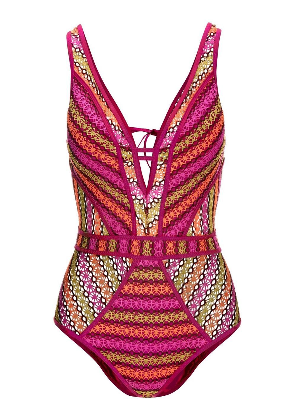 Crochet Plunge One-Piece Swimsuit | Boston Proper