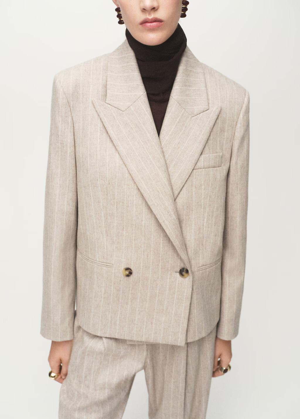 Pinstripe wool suit blazer | Mango (US/MX/AU)
