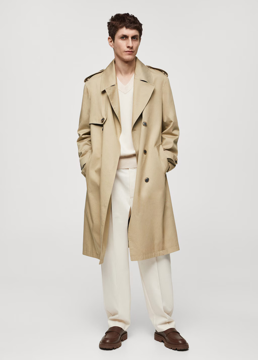 Relaxed-fit trench coat with belt beige - Man - M - MANGO MAN | Mango (US/MX/AU)