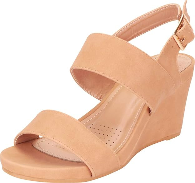 Cambridge Select Women's Classic Two-Strap Slingback Chunky Platform Wedge Sandal | Amazon (US)